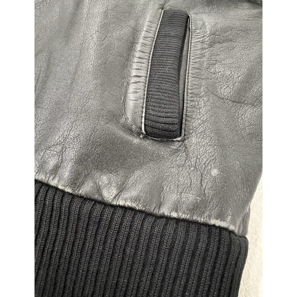 Cooper Collection Bomber Cafe Racer Biker Leather Black Jacket Size Men's 44 - Picture 11 of 16